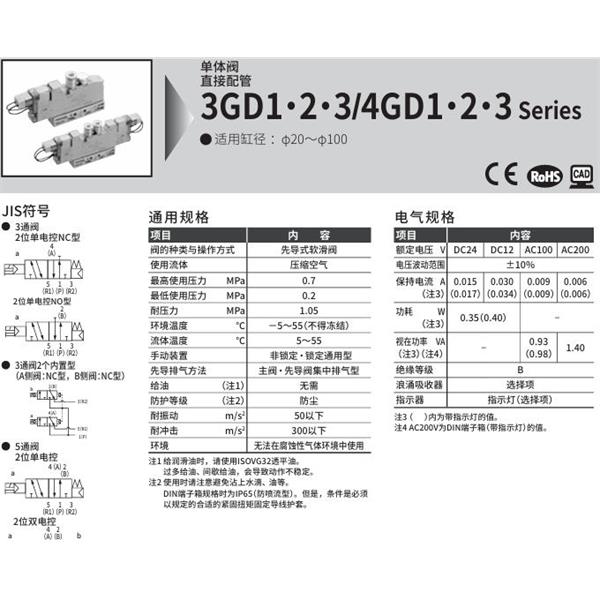 CKD喜開理先導式3通閥3GD110R-M5-E2-1