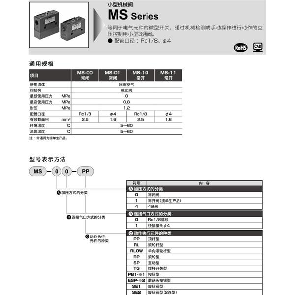 CKD喜開(kāi)理機(jī)械閥MS-00-PP